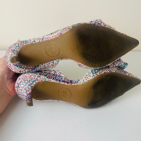 1901 Size 7M Pastel Tweed Plaid Bow Kitten Heel Pumps Pointed Toe Twee Coquette - Picture 13 of 16